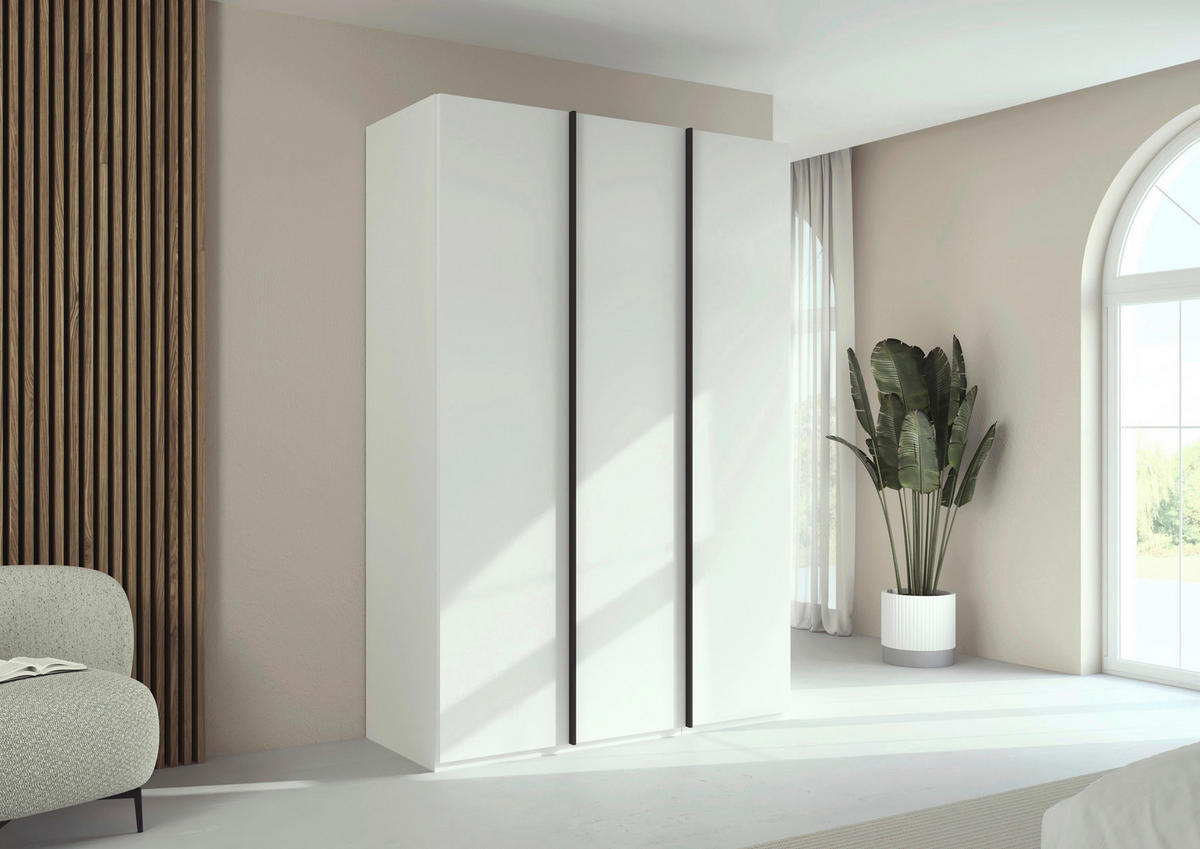 DREHTÜRENSCHRANK 151/235/61 cm,  in Weiß, 3-türig  - Graphitfarben/Weiß, Basics, Holzwerkstoff/Metall (151/235/61cm) - Novel