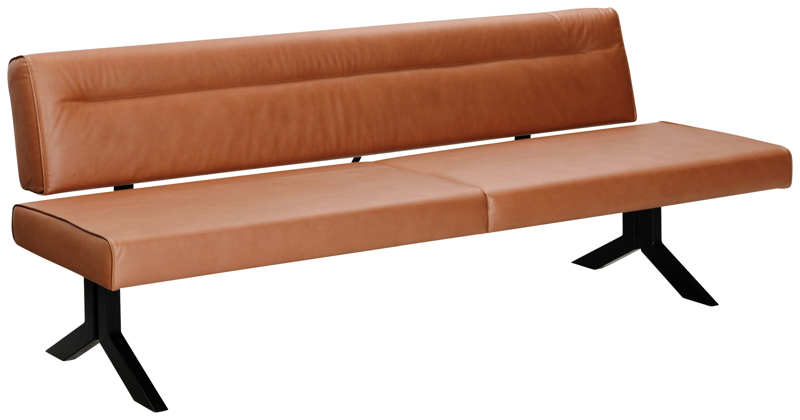 SITZBANK in Metall, Textil Schwarz, Cognac  - Cognac/Schwarz, Konventionell, Textil/Metall (220/87/70cm) - Moderano