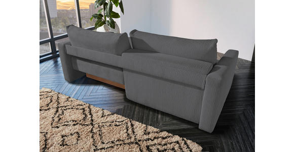 2,5-SITZER in Cord Dunkelgrau - Dunkelgrau/Schwarz, Design, Kunststoff/Textil (240/70/125cm) - Xora