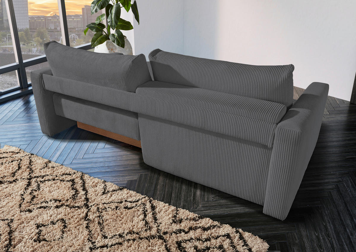 2,5-SITZER in Cord Dunkelgrau  - Dunkelgrau/Schwarz, Design, Kunststoff/Textil (240/70/125cm) - Xora