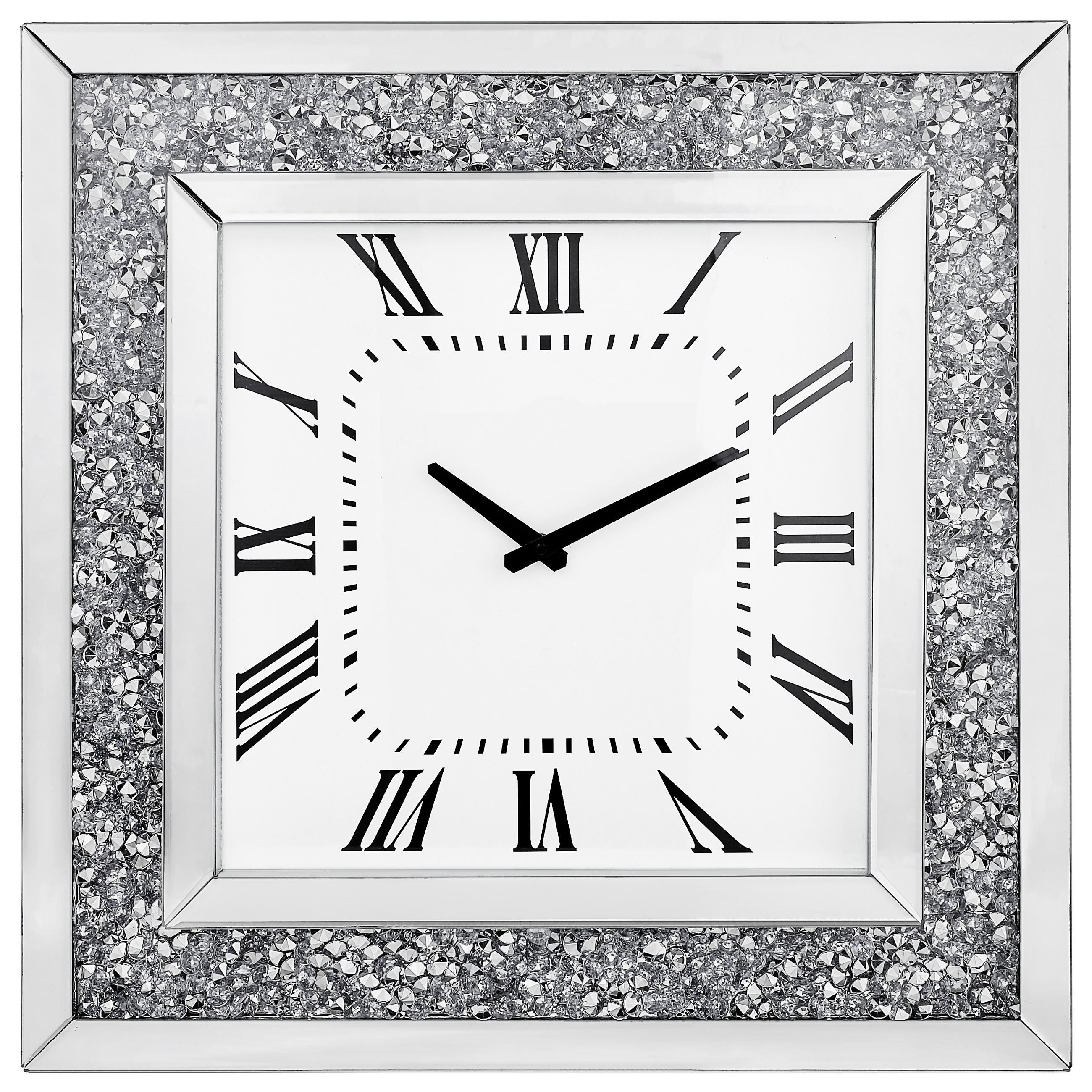 WANDUHR  Silberfarben, Weiß  - Silberfarben/Weiß, Design, Glas/Holzwerkstoff (50/50/5cm) - Xora