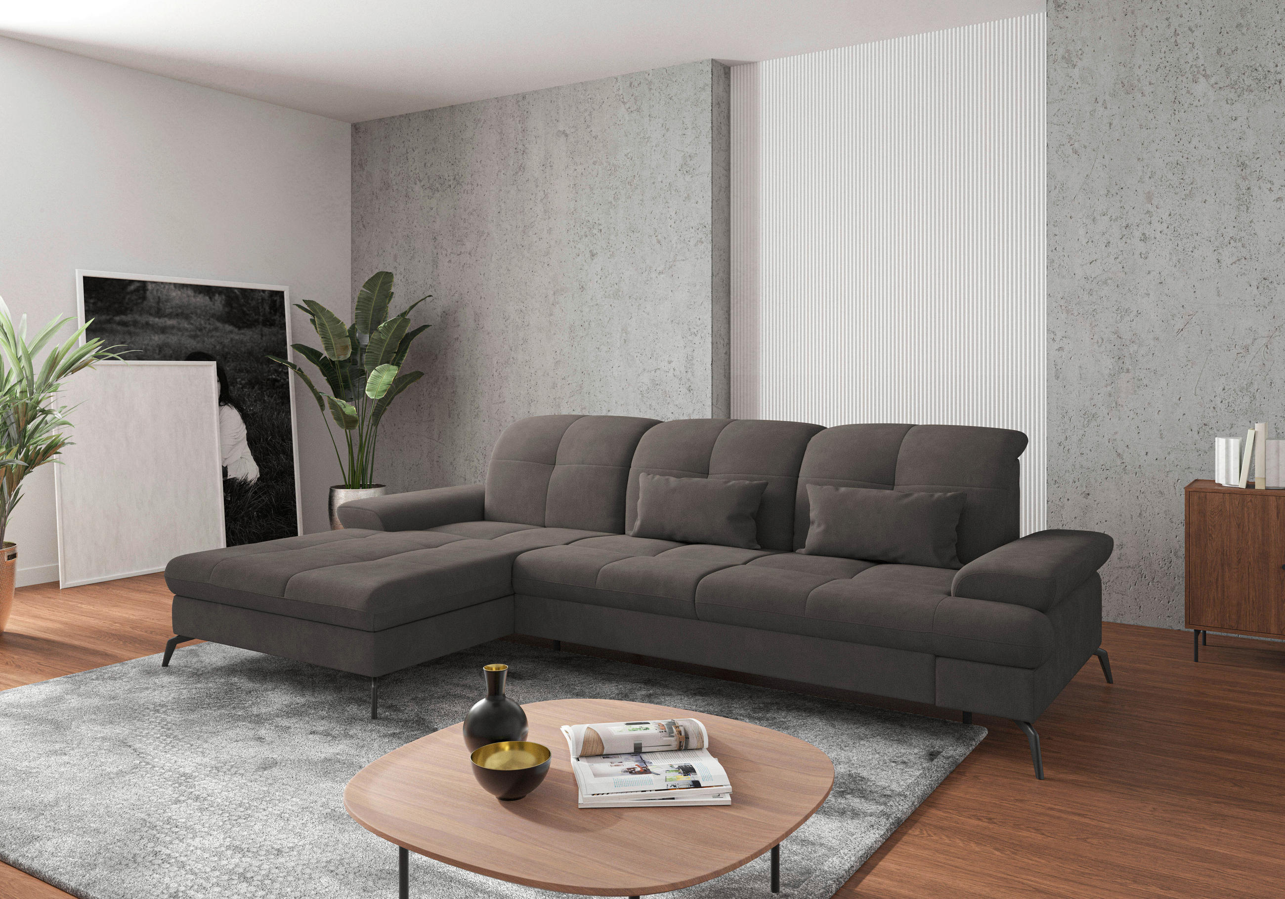 Sit & More ROHOVÁ SEDAČKA, textil, barvy grafitu