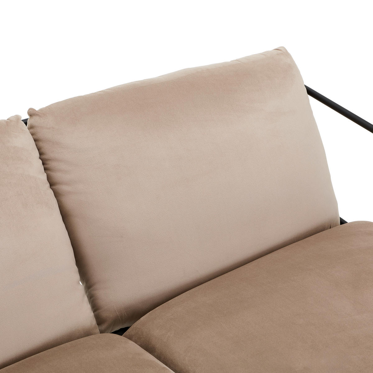 SOFA Samt Taupe  - Taupe/Schwarz, MODERN, Textil/Metall (129/75/87cm) - P & B