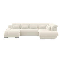 WOHNLANDSCHAFT MULTI Elfenbein Chenille  - Chromfarben/Elfenbein, MODERN, Textil/Metall (184/345/228cm) - Livetastic
