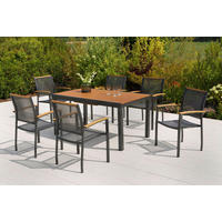 GARTENTISCHGRUPPE  - Graphitfarben/Naturfarben, KONVENTIONELL, Kunststoff/Metall - Gardenson