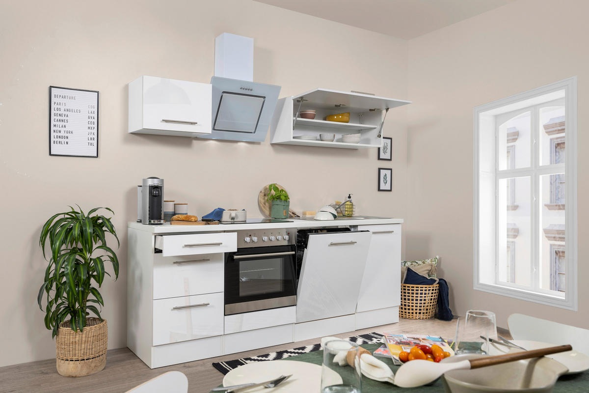 MODULKÖK 220 cm   i vit  - vit/aluminiumfärg, Klassisk, trämaterial (220cm) - Respekta
