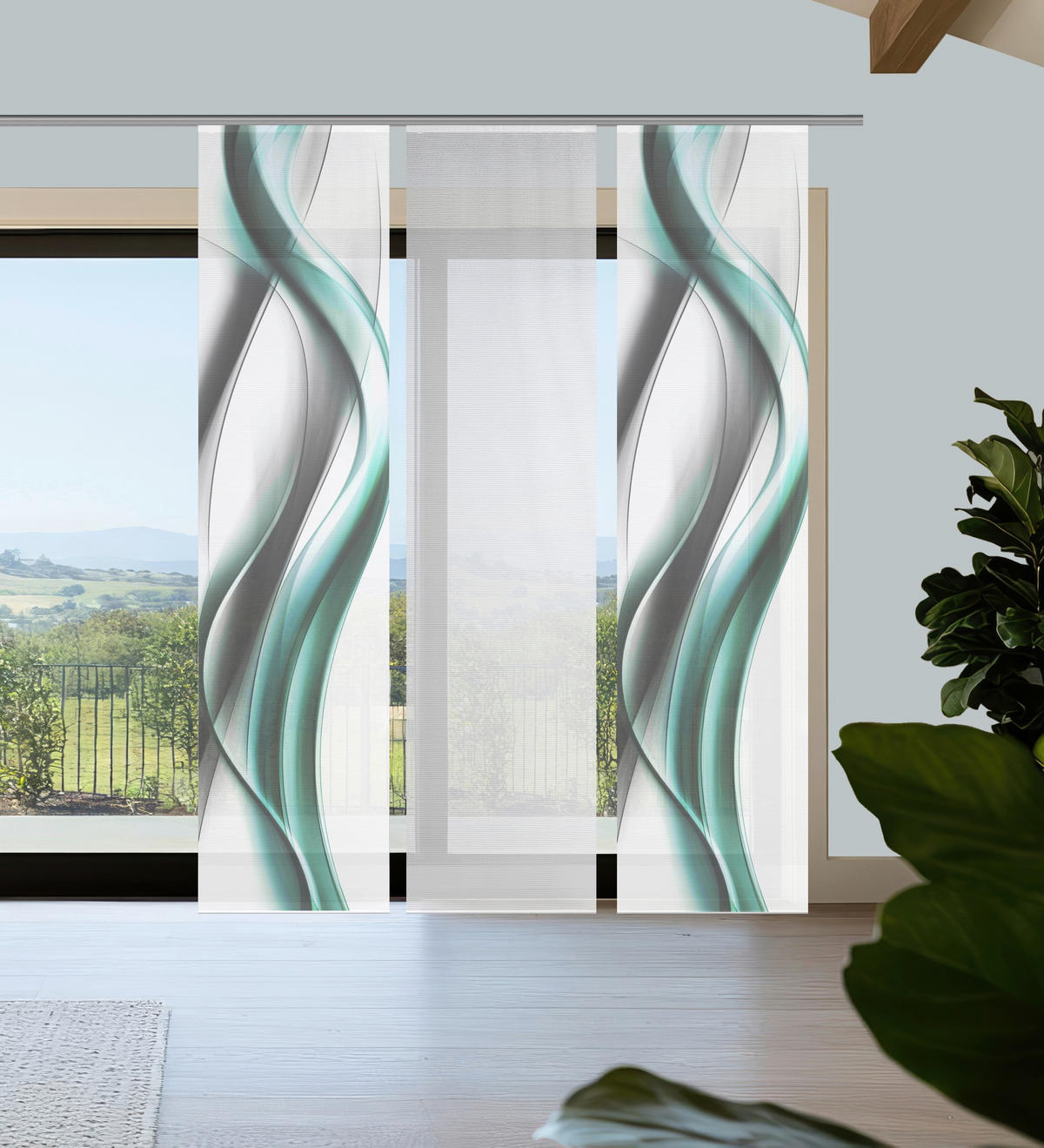 FLÄCHENVORHANG  3 Stück  blickdicht  60/260 cm   - Weiß/Grau, Design, Textil (60/260cm)