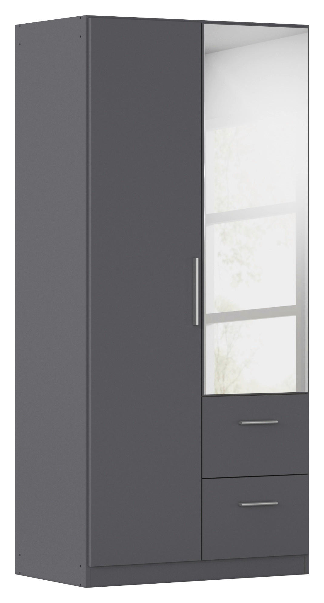 DREHTÜRENSCHRANK in Grau  - Alufarben/Grau, KONVENTIONELL, Glas/Holzwerkstoff (91/197/54cm) - home24