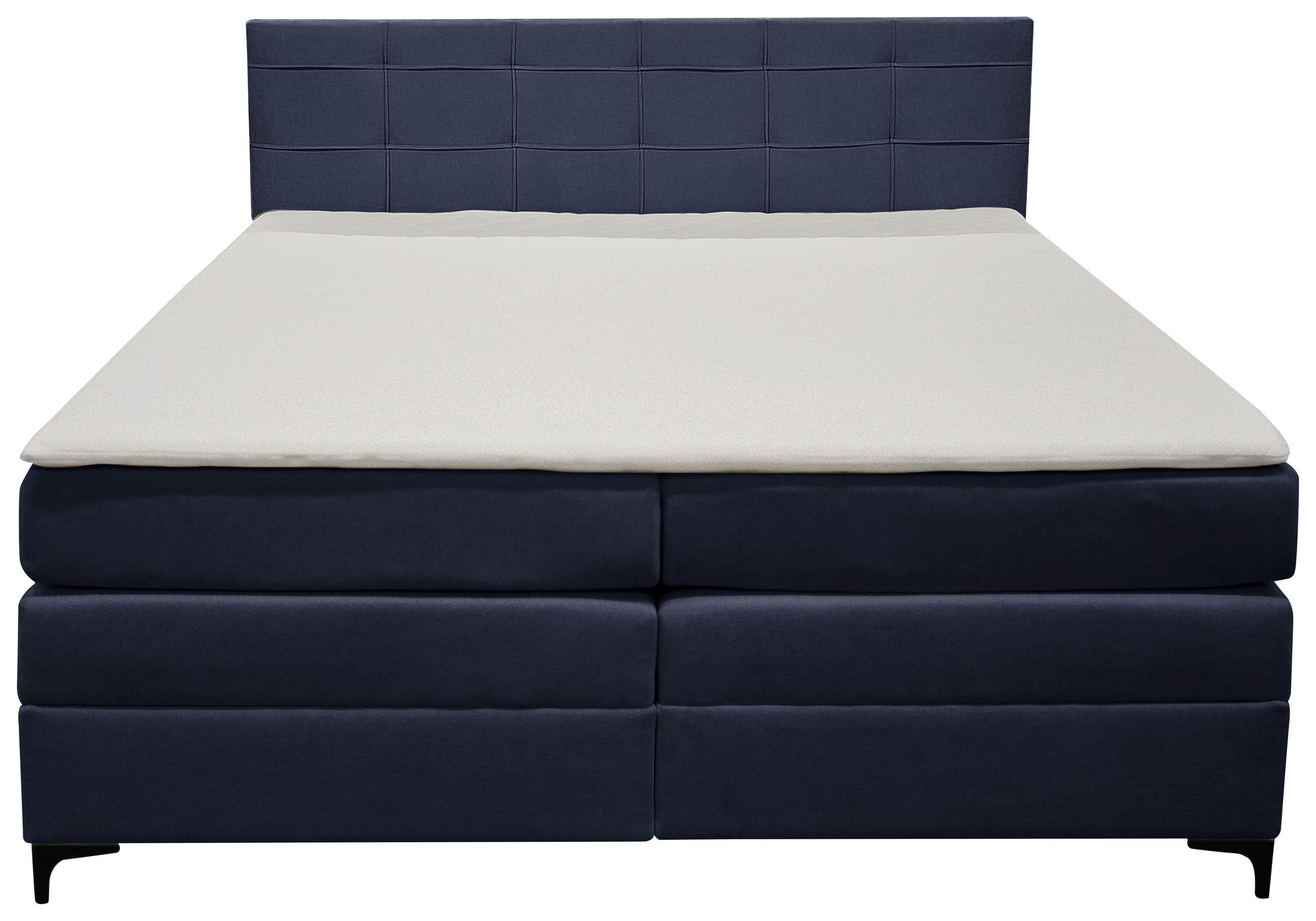 BOXSPRINGBETT 140/200 cm,  in Dunkelblau, H3 = fest  - Schwarz/Dunkelblau, KONVENTIONELL, Kunststoff/Textil (140/200cm)