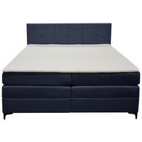 BOXSPRINGBETT 140/200 cm,  in Dunkelblau, H3 = fest  - Schwarz/Dunkelblau, KONVENTIONELL, Kunststoff/Textil (140/200cm)