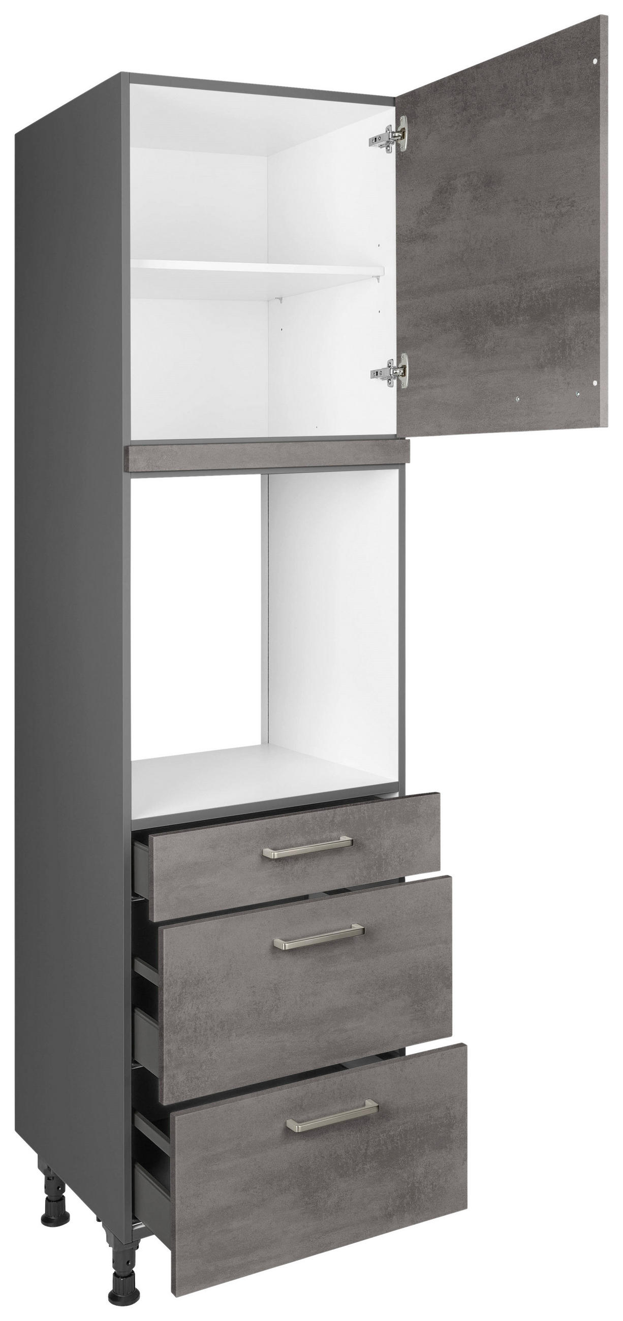 GERÄTEUMBAUSCHRANK 60/216,6/58 cm  in Schieferfarben  - Schieferfarben/Edelstahlfarben, MODERN, Holzwerkstoff/Metall (60/216,6/58cm) - Nobilia