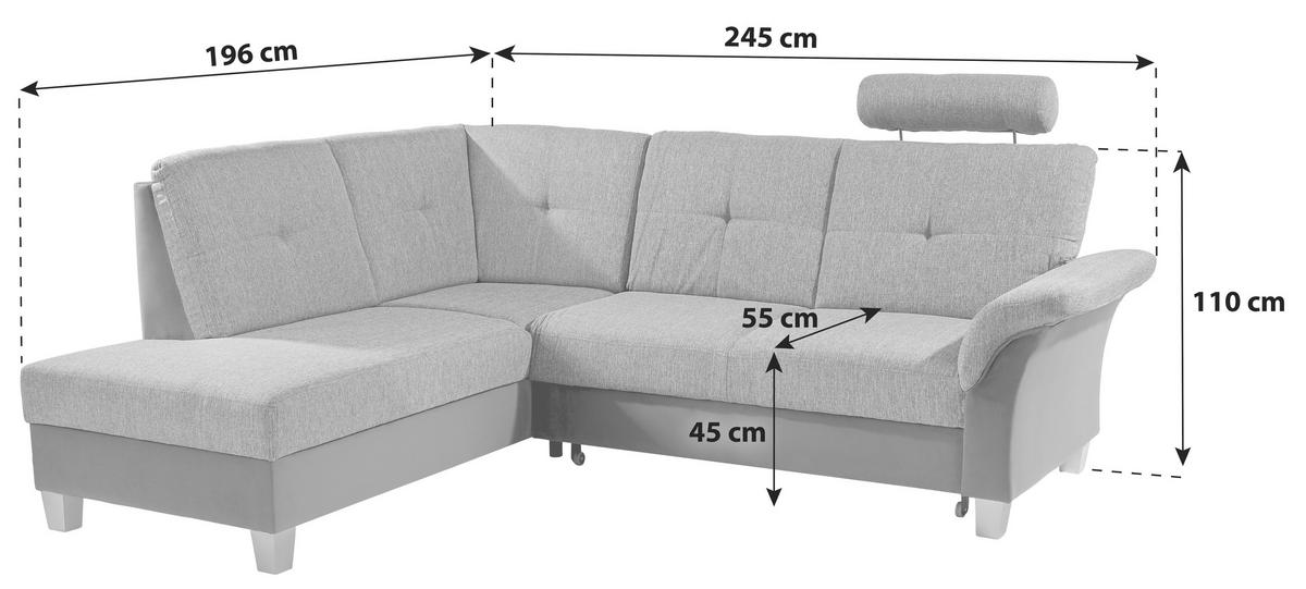 ECKSOFA in Webstoff Blau, Graphitfarben  - Blau/Silberfarben, Konventionell, Holz/Textil (196/245cm) - Livetastic
