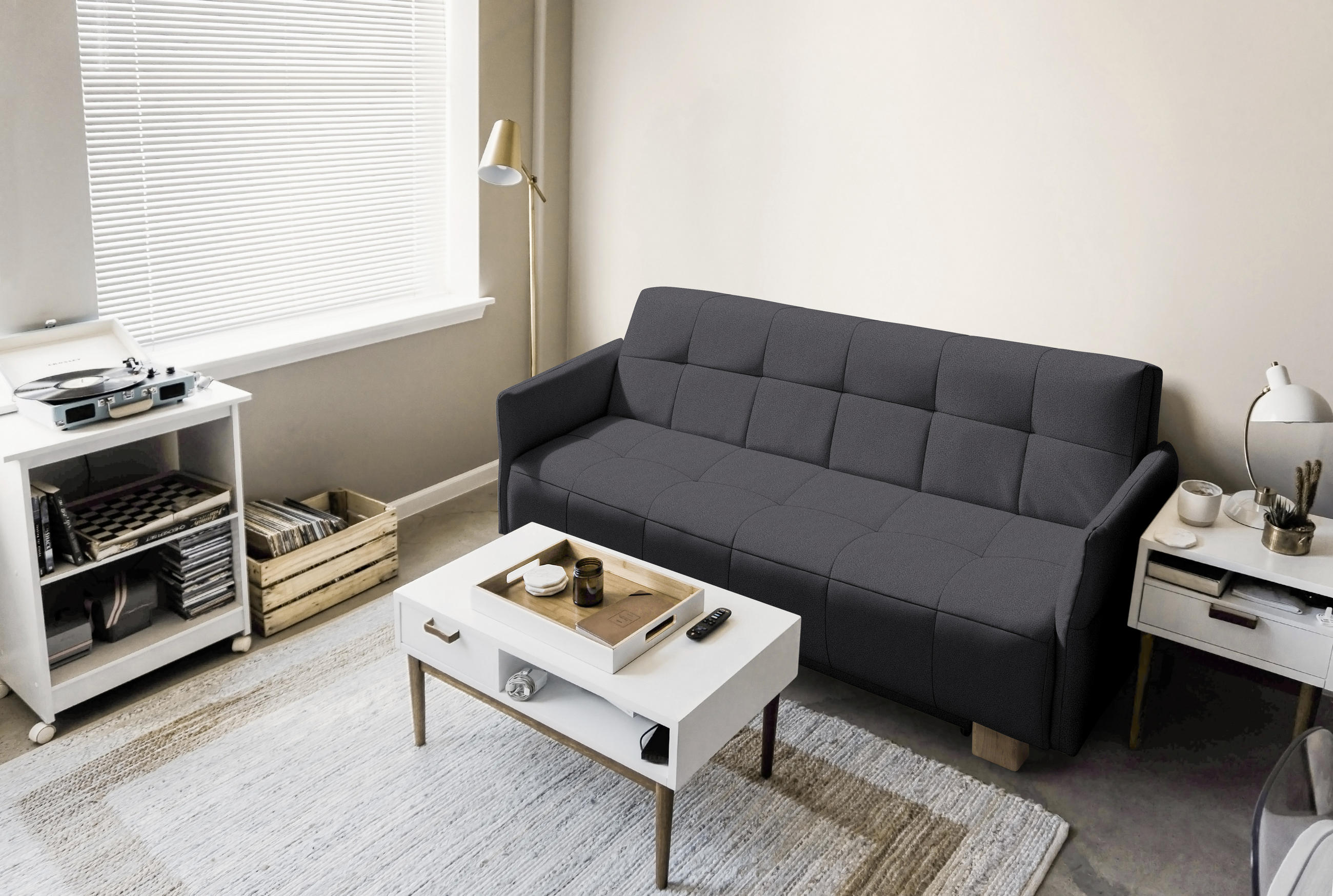 SCHLAFSOFA Grau  - Naturfarben/Grau, Design, Holz/Textil (165/92/102cm) - Novel
