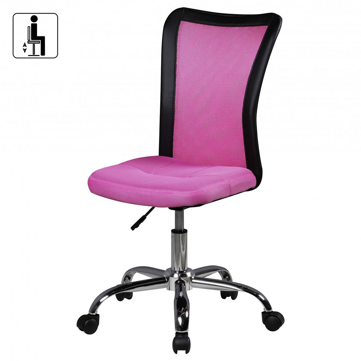 JUGENDDREHSTUHL Lederlook, Netz Pink  - Chromfarben/Pink, MODERN, Kunststoff/Textil (60/100/60cm) - MID.YOU