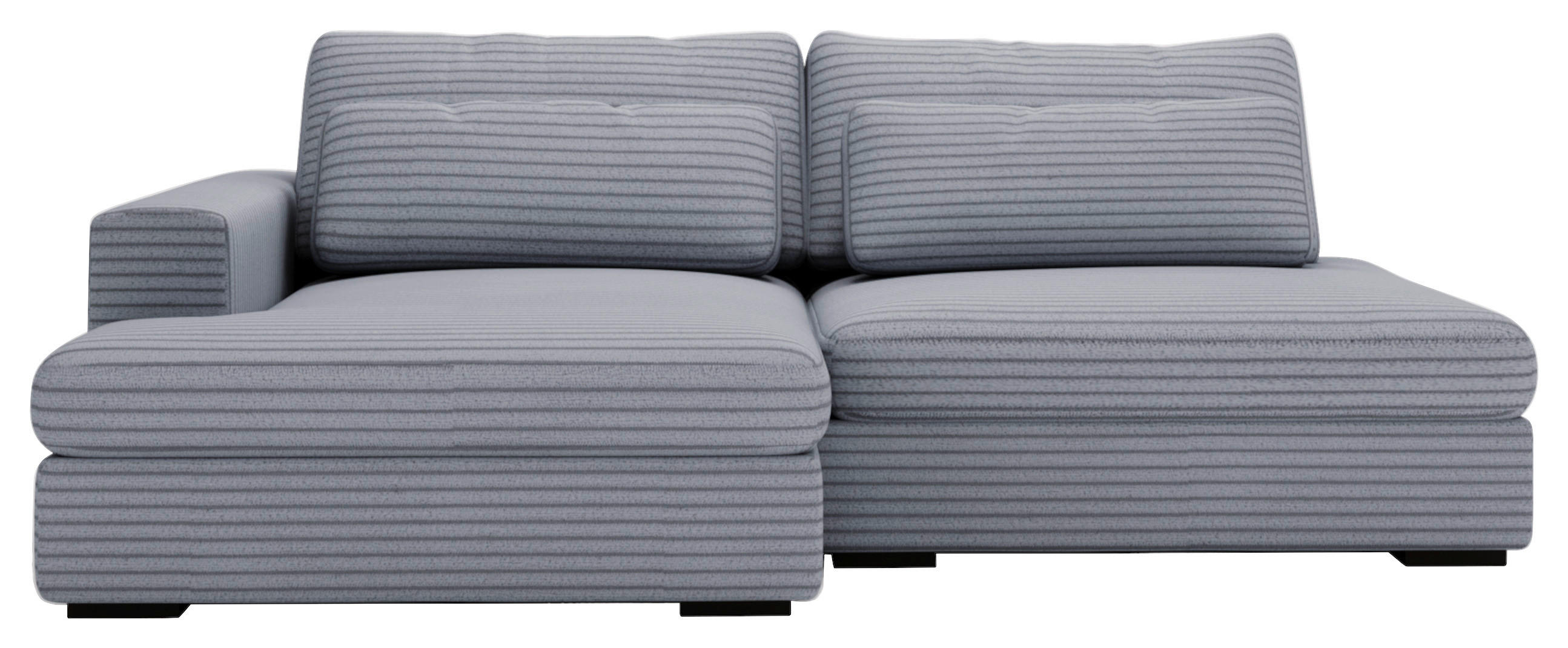 ECKSOFA Blaugrau Cord  - Blaugrau/Schwarz, Design, Kunststoff/Textil (158/223cm) - home24