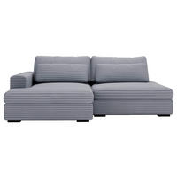 ECKSOFA Blaugrau Cord  - Blaugrau/Schwarz, Design, Kunststoff/Textil (158/223cm) - home24