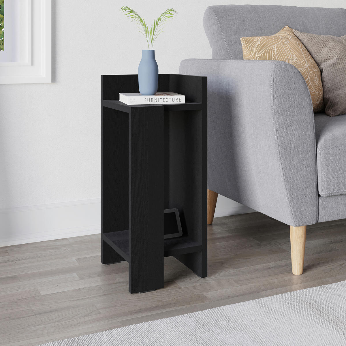 KINDERNACHTSCHRANK  - Schwarz, Design, Holzwerkstoff (27/25/60cm) - Livetastic
