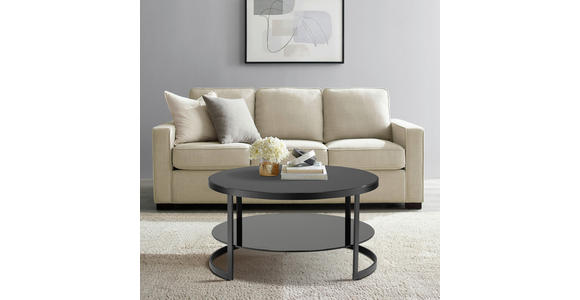 COUCHTISCH Klarglas 80/80/42 cm rund Schwarz - Schwarz, Design, Glas/Metall (80/80/42cm) - Carryhome