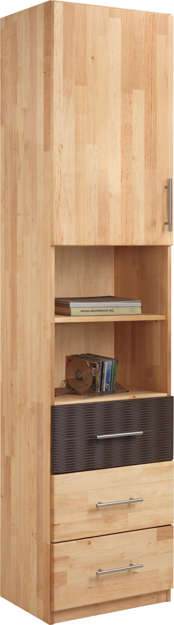 REGAL  50/213/41 cm Braun, Erlefarben  - Chromfarben/Erlefarben, Natur, Holz/Metall (50/213/41cm) - Linea Natura