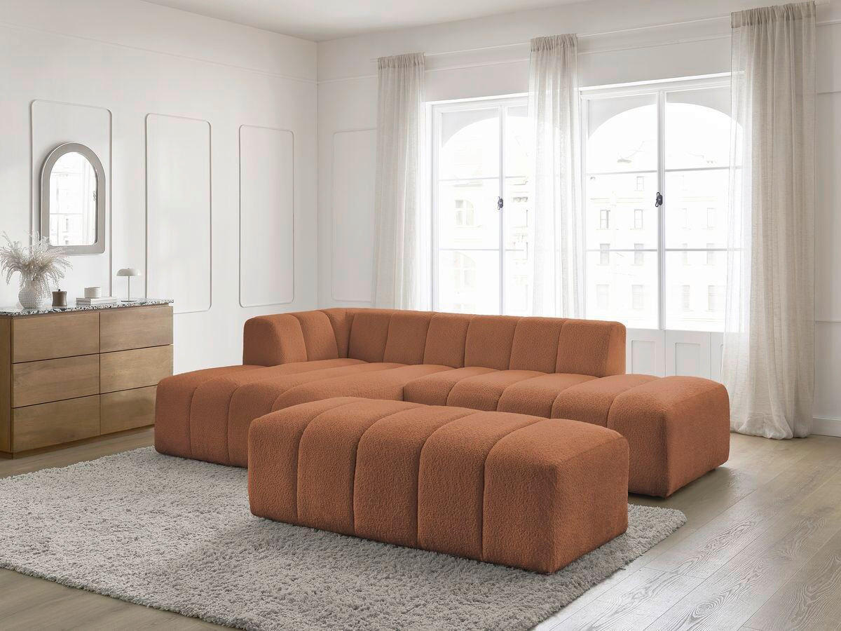 ECKSOFA  ANNECY Orange Bouclé  - Schwarz/Orange, MODERN, Kunststoff/Textil (170/262cm)