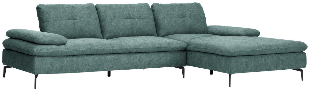 ECKSOFA in Velours Opal  301/179 cm  - Opal/Schwarz, Design, Textil/Metall (301/179cm) - Chilliano