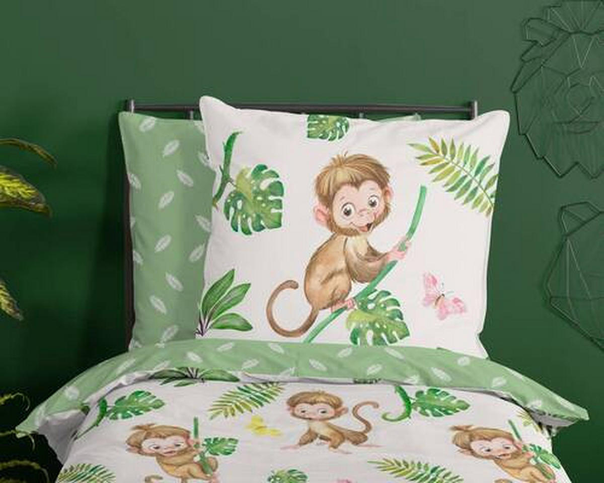 KINDERBETTWÄSCHE Play Renforcé 135/200 cm  - Ecru/Grün, Natur, Textil (135/200cm)