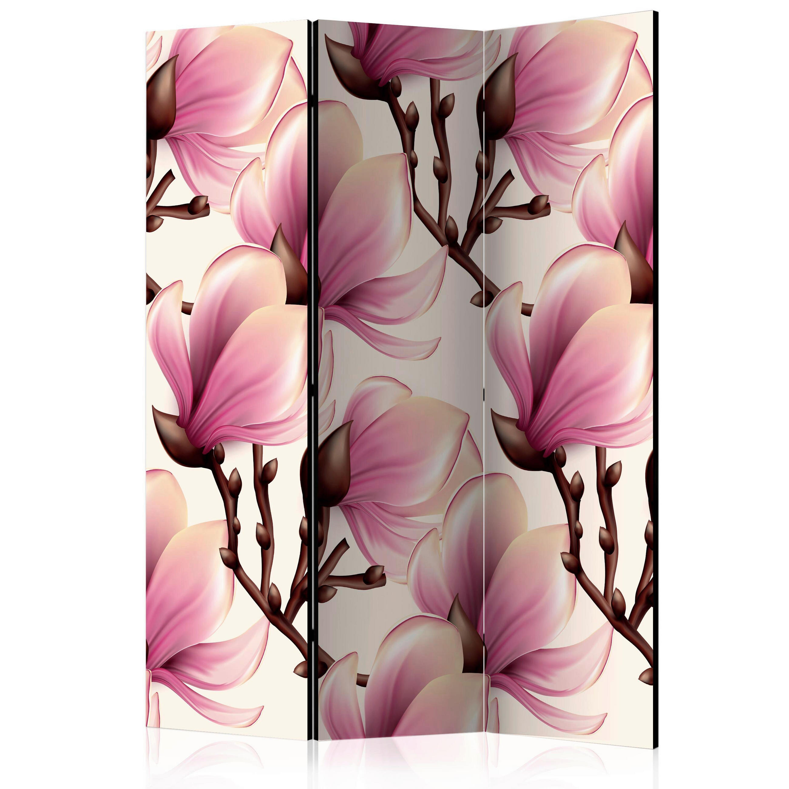 SKÄRMVÄGG  i trä, textil  brun, pink  - pink/brun, Basics, trä/textil (135/172/3cm) - artgeist
