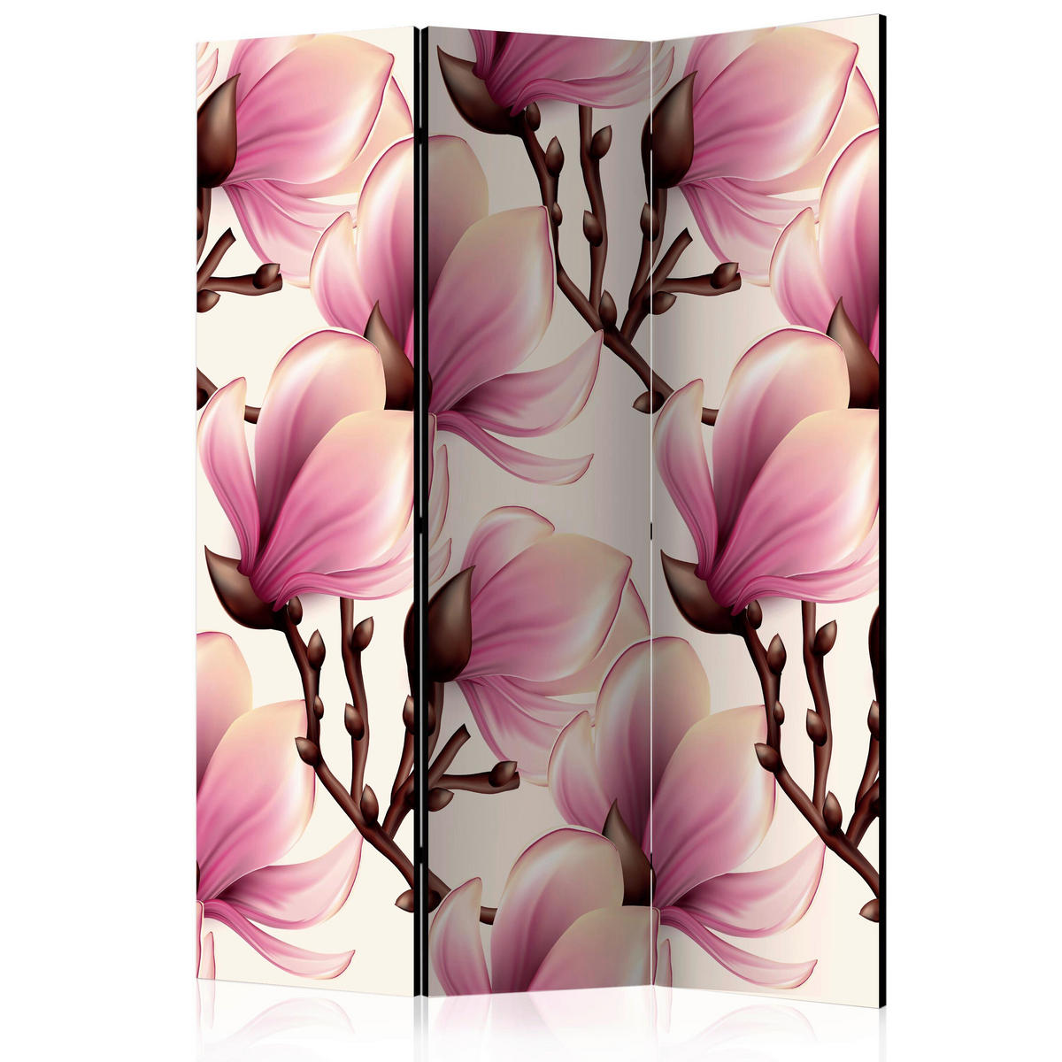 PARAVENT mit 3  Flügel - Pink/Braun, Basics, Holz/Textil (135/172/3cm) - artgeist