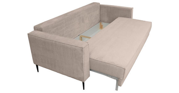 SCHLAFSOFA Cord Taupe  - Taupe/Schwarz, KONVENTIONELL, Textil/Metall (222/93/98cm) - Carryhome