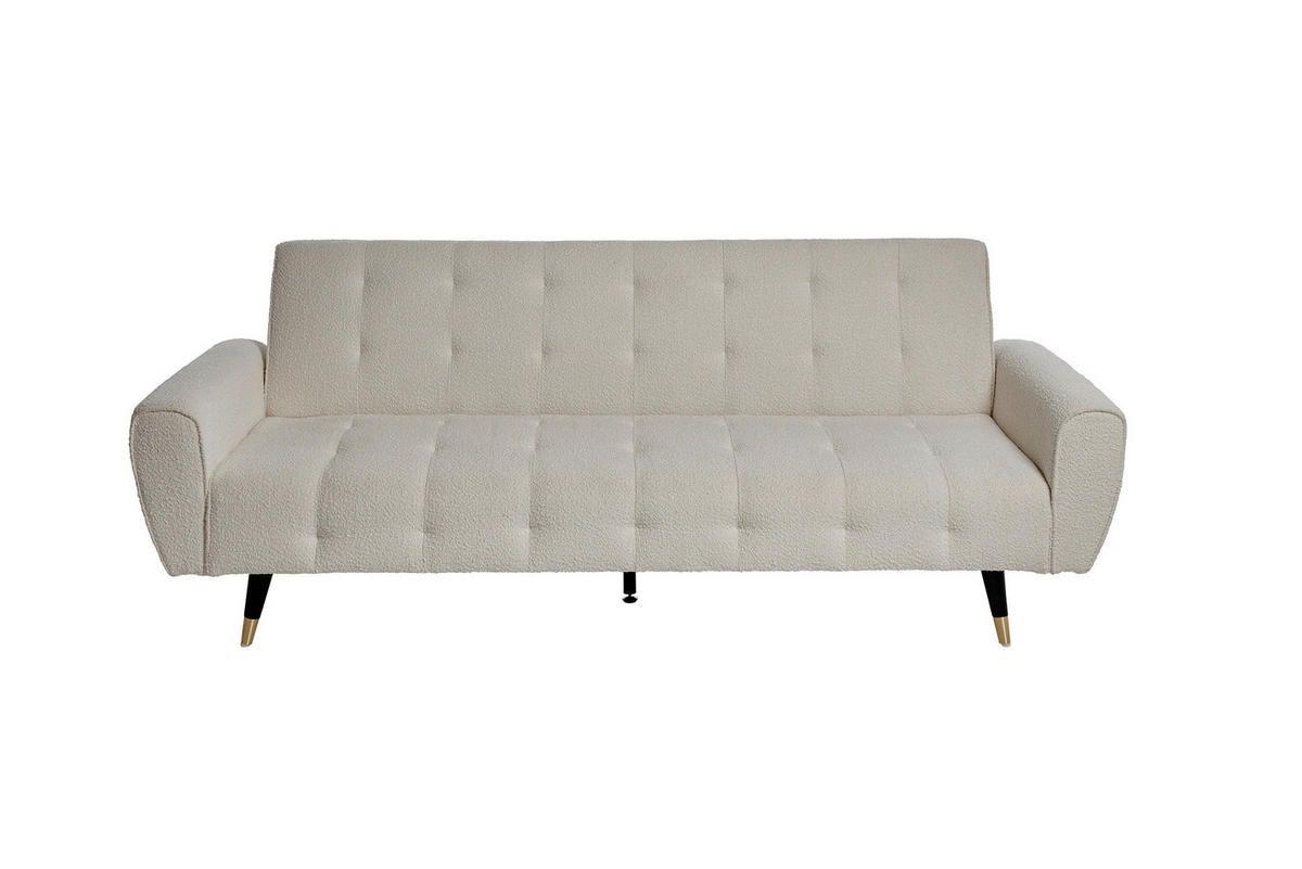 SCHLAFSOFA Bouclé Weiß  - Goldfarben/Schwarz, MODERN, Holz/Textil (213/83/83cm) - Livetastic