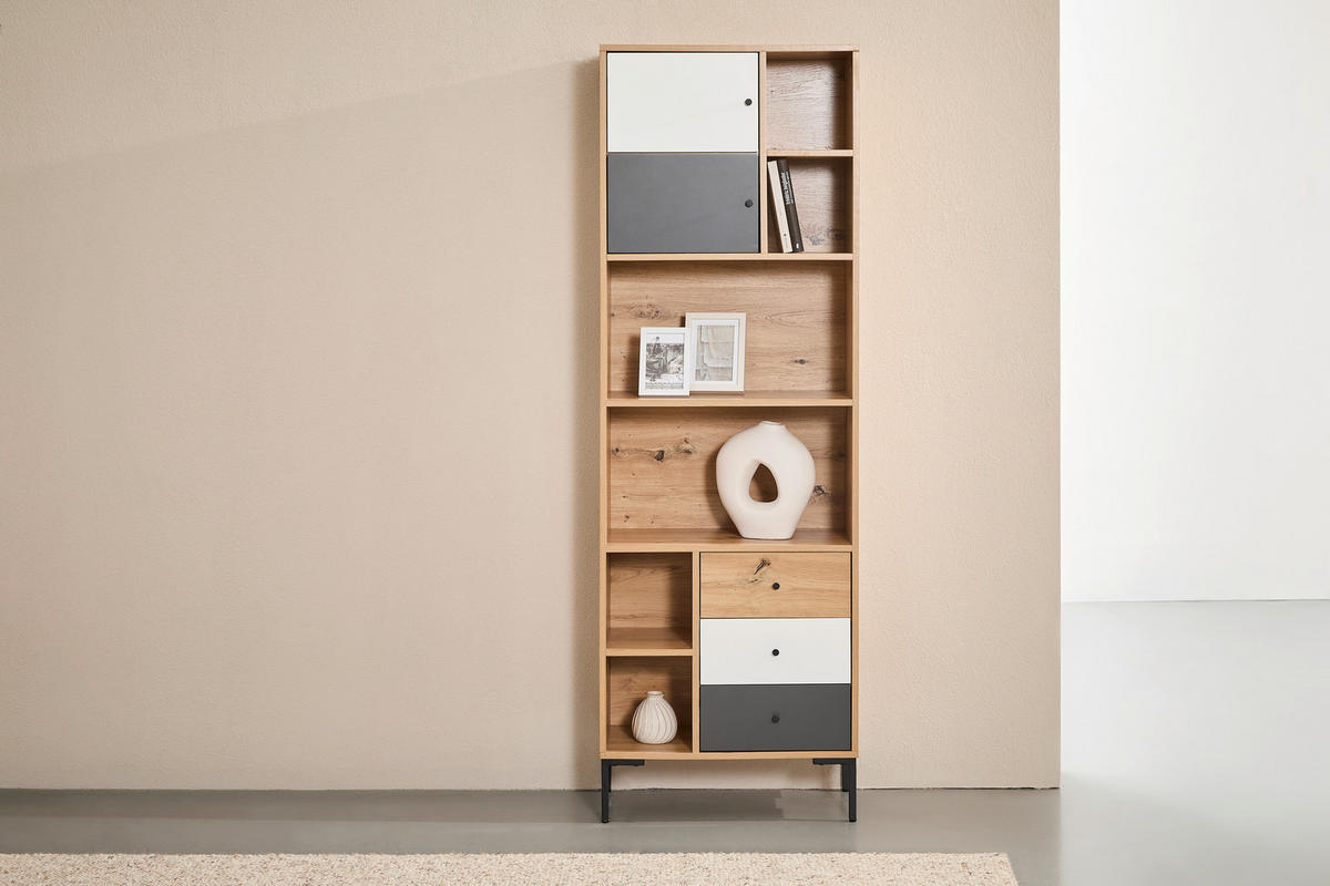 KOMMODE  in 60/180/30 cm  - Eichefarben/Schwarz, Design, Holzwerkstoff/Metall (60/180/30cm) - Carryhome