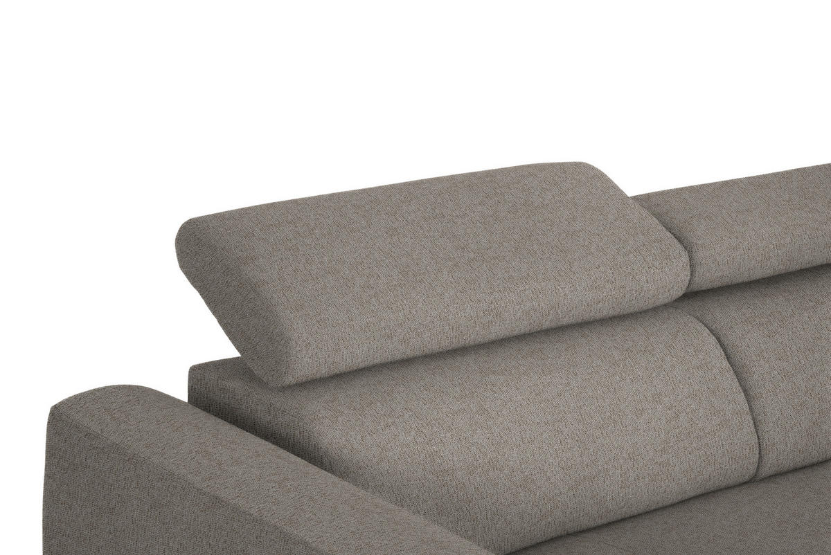 ECKSOFA in Webstoff Greige  - Greige/Schwarz, Design, Textil/Metall (280/205cm) - MID.YOU