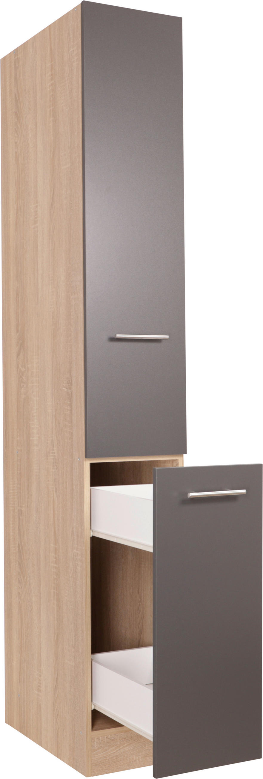 APOTHEKERSCHRANK 30/200/60 cm  in Grau, Eichefarben  - Eichefarben/Silberfarben, Basics, Holzwerkstoff/Metall (30/200/60cm) - Respekta
