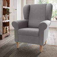 OHRENSESSEL ASINO Struktur Grau  - Naturfarben/Grau, KONVENTIONELL, Holz/Textil (80/102/86cm) - Livetastic