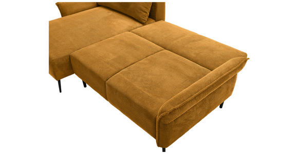 ECKSOFA in Chenille Currygelb  - Currygelb/Schwarz, KONVENTIONELL, Textil/Metall (164/255cm) - Carryhome