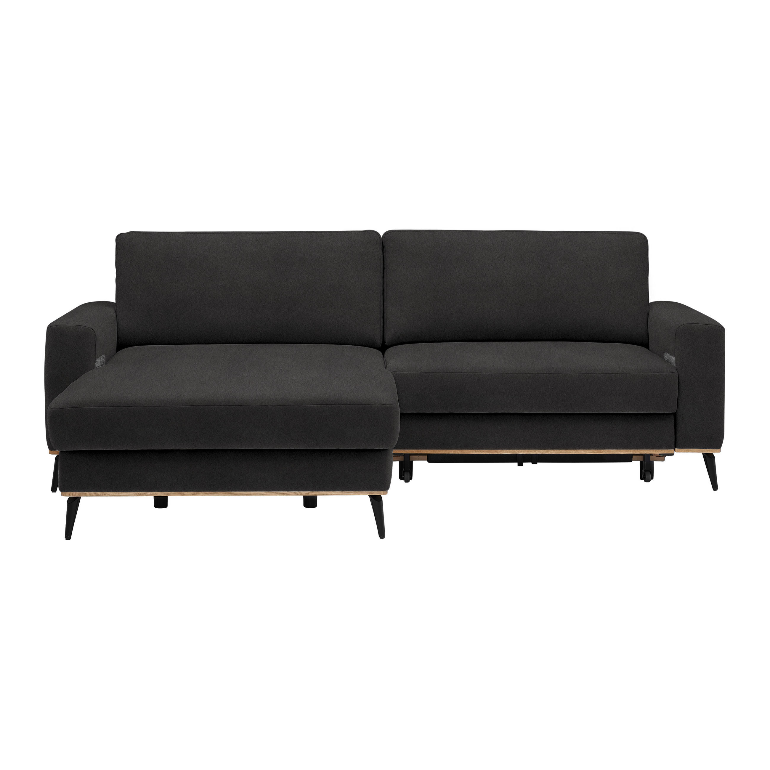 ECKSOFA in Lederlook, Mikrofaser Dunkelgrau  - Dunkelgrau/Schwarz, Konventionell, Holz/Textil (167/234cm) - MID.YOU