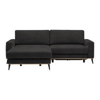 ECKSOFA in Lederlook, Mikrofaser Dunkelgrau  - Dunkelgrau/Schwarz, Konventionell, Holz/Textil (167/234cm) - MID.YOU