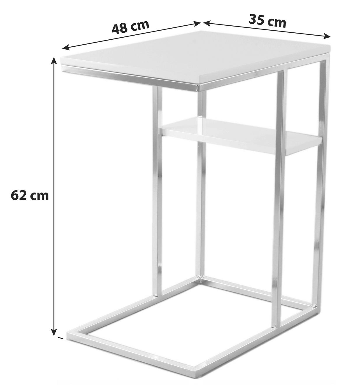 BEISTELLTISCH in Metall 48/35/62 cm  - Weiss/Goldfarben, Modern, Metall (48/35/62cm) - Kayoom