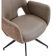 ARMLEHNSTUHL  Sitzfläche 360° drehbar, automatische Rückholfunktion Leinenoptik Echtleder  - Schwarz/Braun, Design, Leder/Textil (60/85/62cm) - Dieter Knoll