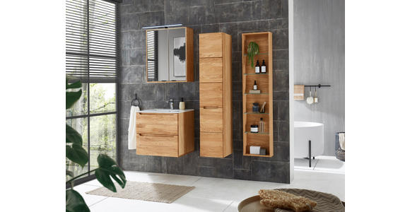 BADEZIMMERREGAL 35/150/12 cm  - Eichefarben, KONVENTIONELL, Glas/Holz (35/150/12cm) - Linea Natura