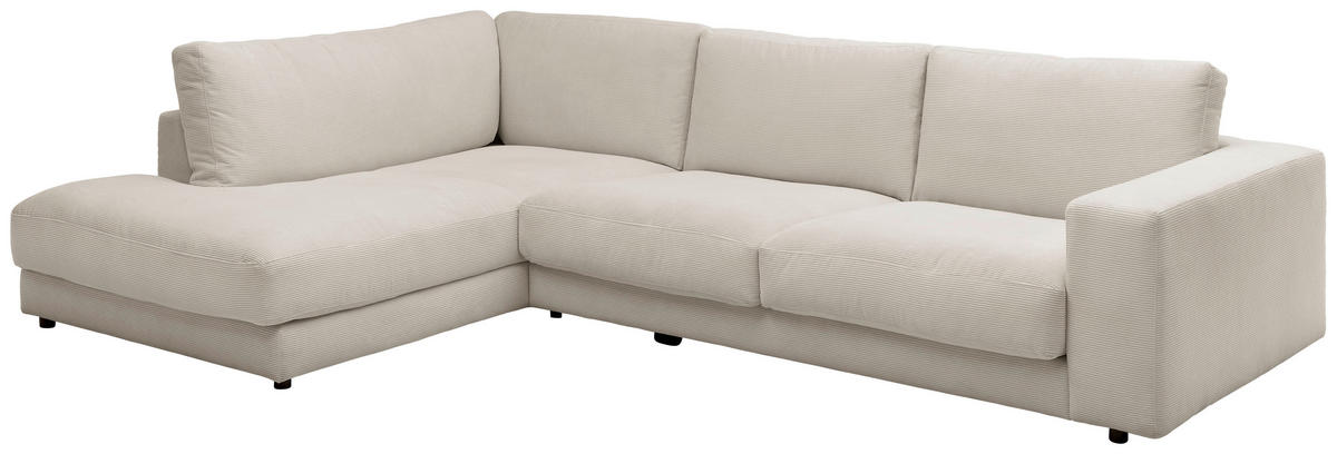 ECKSOFA in Feincord Sandfarben  - Sandfarben/Schwarz, Design, Kunststoff/Textil (224/325cm) - Hom`in