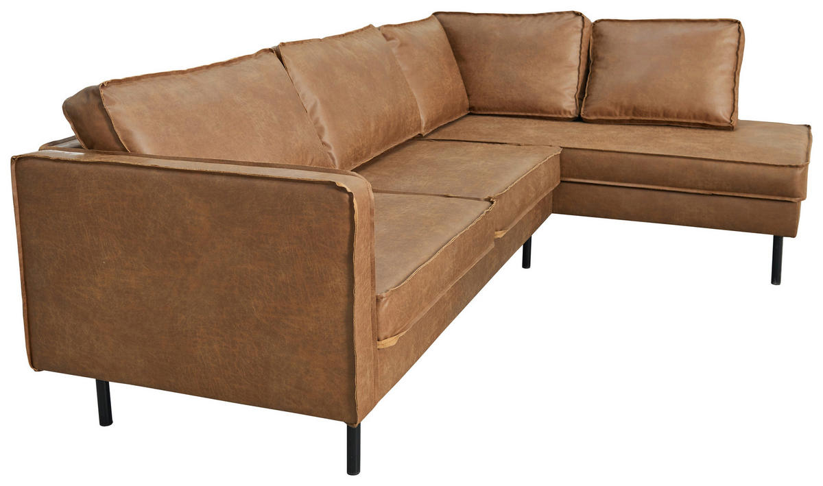 ECKSOFA Braun Lederlook  - Schwarz/Braun, Design, Leder (270/170cm) - MID.YOU