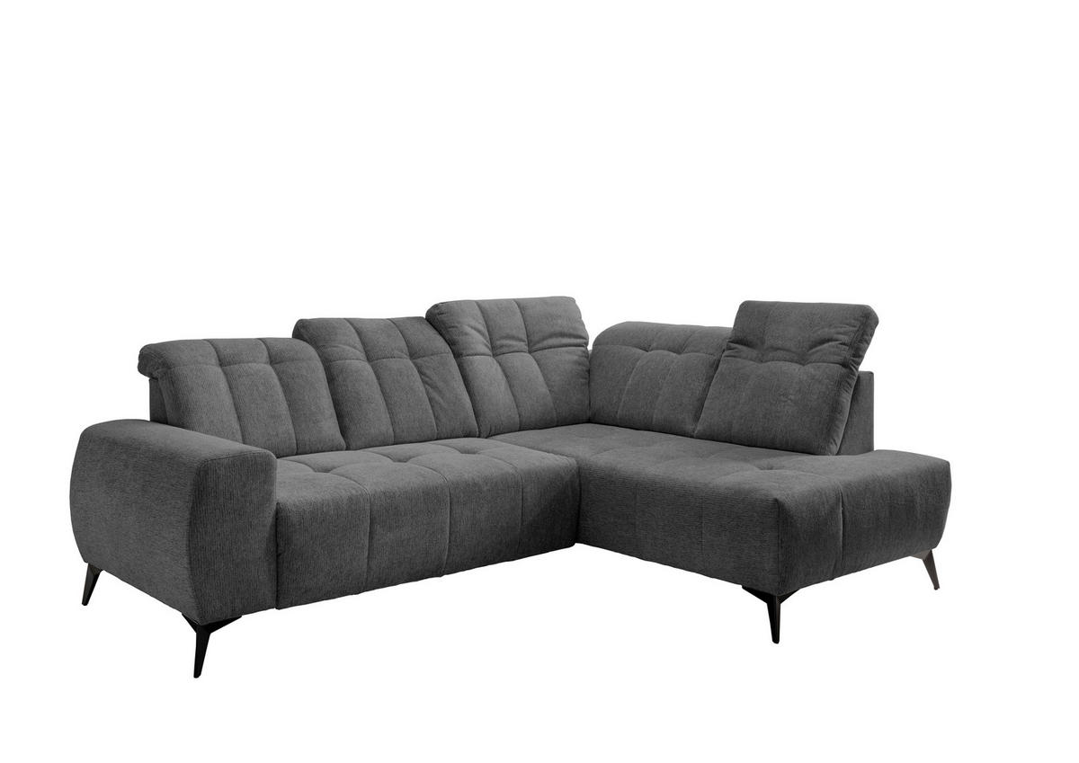 ECKSOFA in Chenille Anthrazit  - Anthrazit/Schwarz, Modern, Textil/Metall (261/200cm) - Livetastic