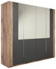 DREHTÜRENSCHRANK 228/215/60 cm 4-türig  - Eichefarben/Silberfarben, KONVENTIONELL, Glas/Holzwerkstoff (228/215/60cm) - Carryhome