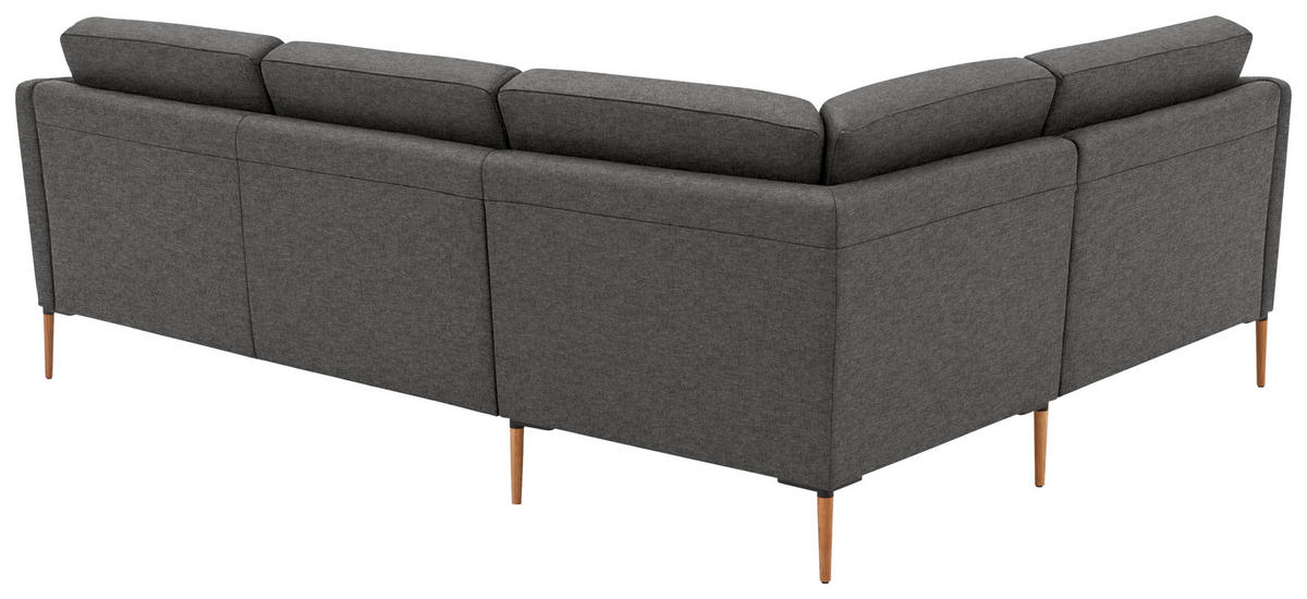 ECKSOFA  in Flachgewebe Anthrazit Rücken echt  189/236 cm  - Eichefarben/Anthrazit, Design, Holz/Textil (189/236cm) - Valnatura