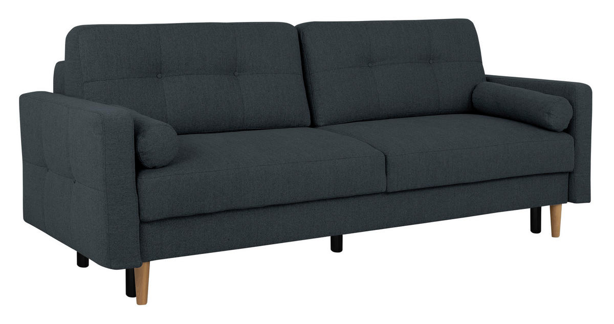 SCHLAFSOFA  mit Rücken echt Dunkelblau  - Buchefarben/Dunkelblau, Design, Holz/Textil (222/93/99cm) - MID.YOU