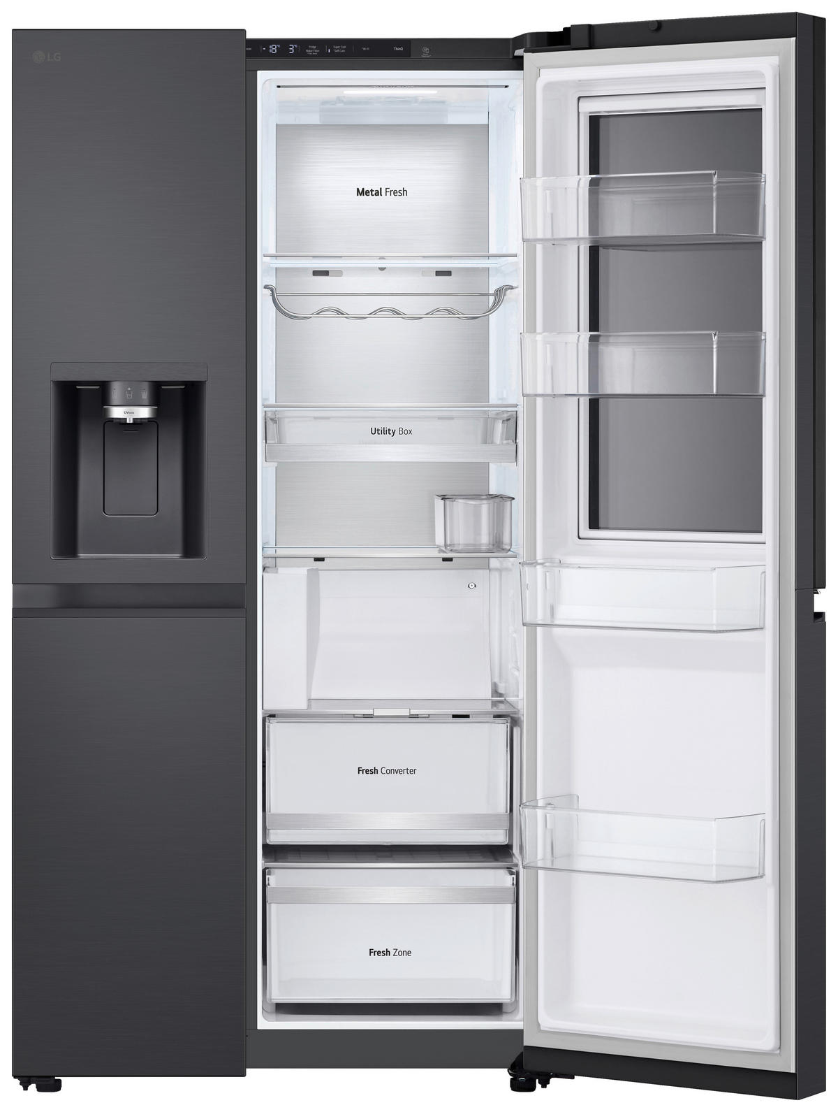 SIDE-BY-SIDE 91,3/179/73,5 cm GSXE90EVDD  - Schwarz, Basics, Glas/Kunststoff (91,3/179/73,5cm) - LG