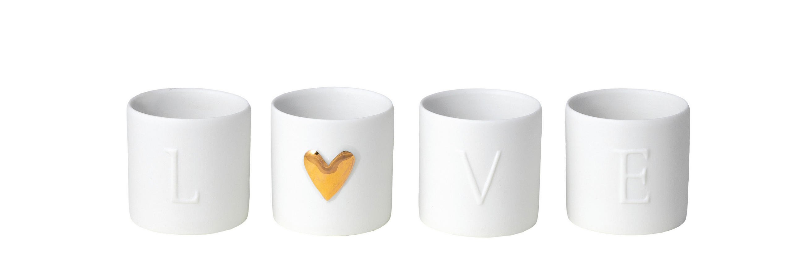 TEELICHTHALTER - Weiss/Goldfarben, Design, Keramik (4,5/4,5cm) - Räder