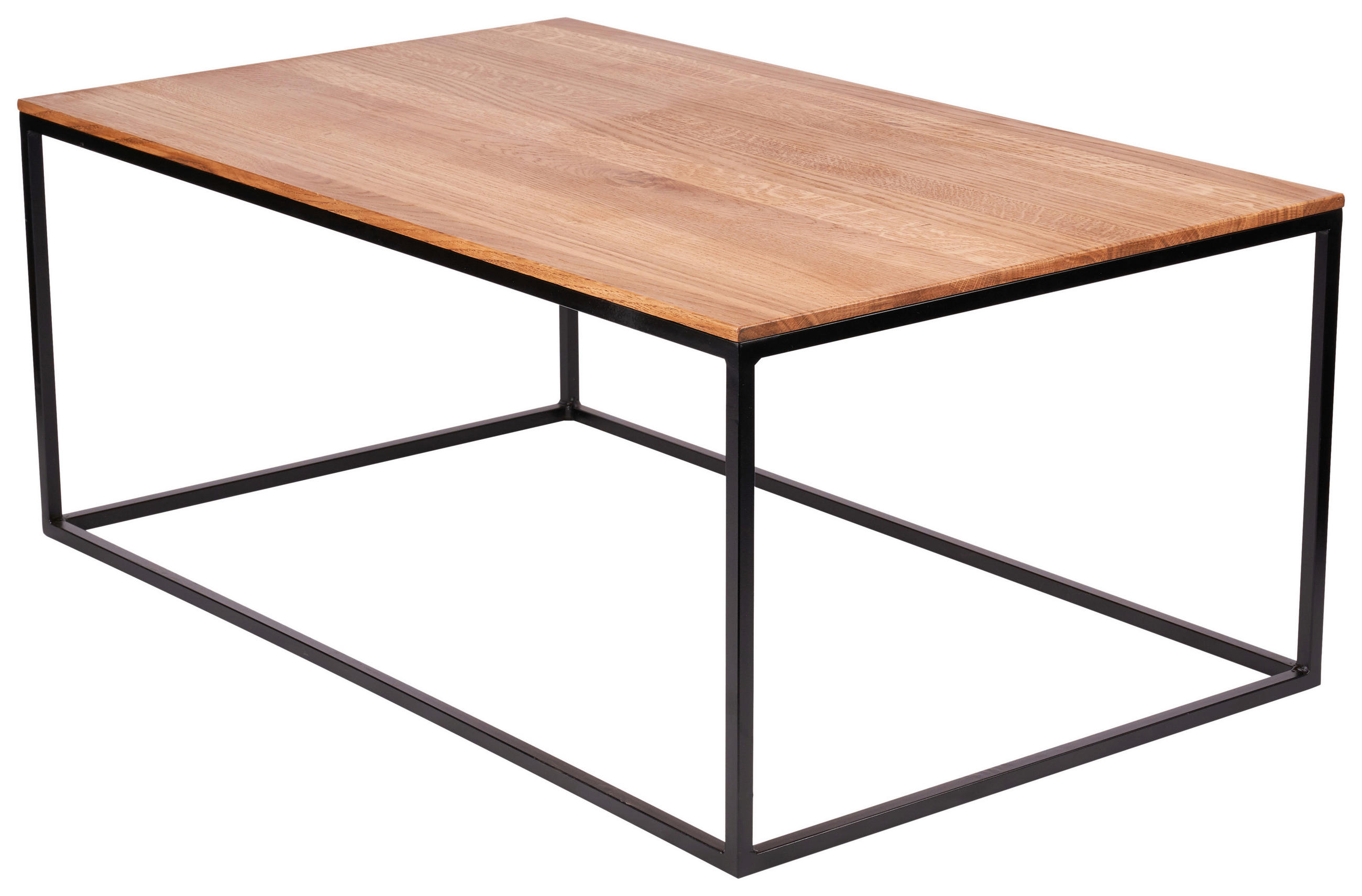 COUCHTISCH Eiche massiv rechteckig Naturfarben 110/60/40 cm  - Schwarz/Naturfarben, Basics, Holz/Metall (110/60/40cm) - MID.YOU