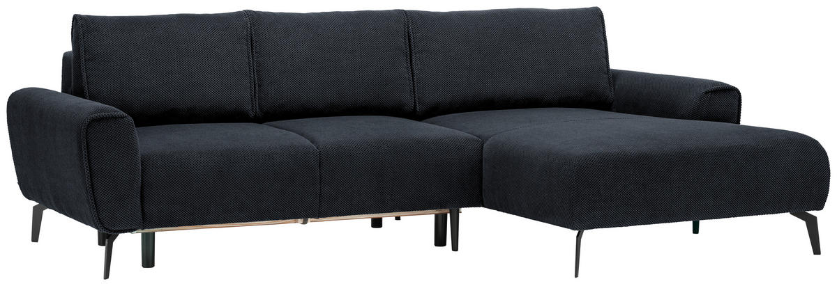 ECKSOFA in Webstoff Anthrazit  - Anthrazit/Schwarz, Design, Textil/Metall (272/170cm) - Welnova